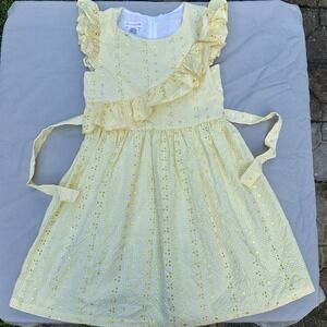 Bonnie Jean Girls Size 16 Yellow Gingham Ruffled Sleeveless Dress Spring Sash